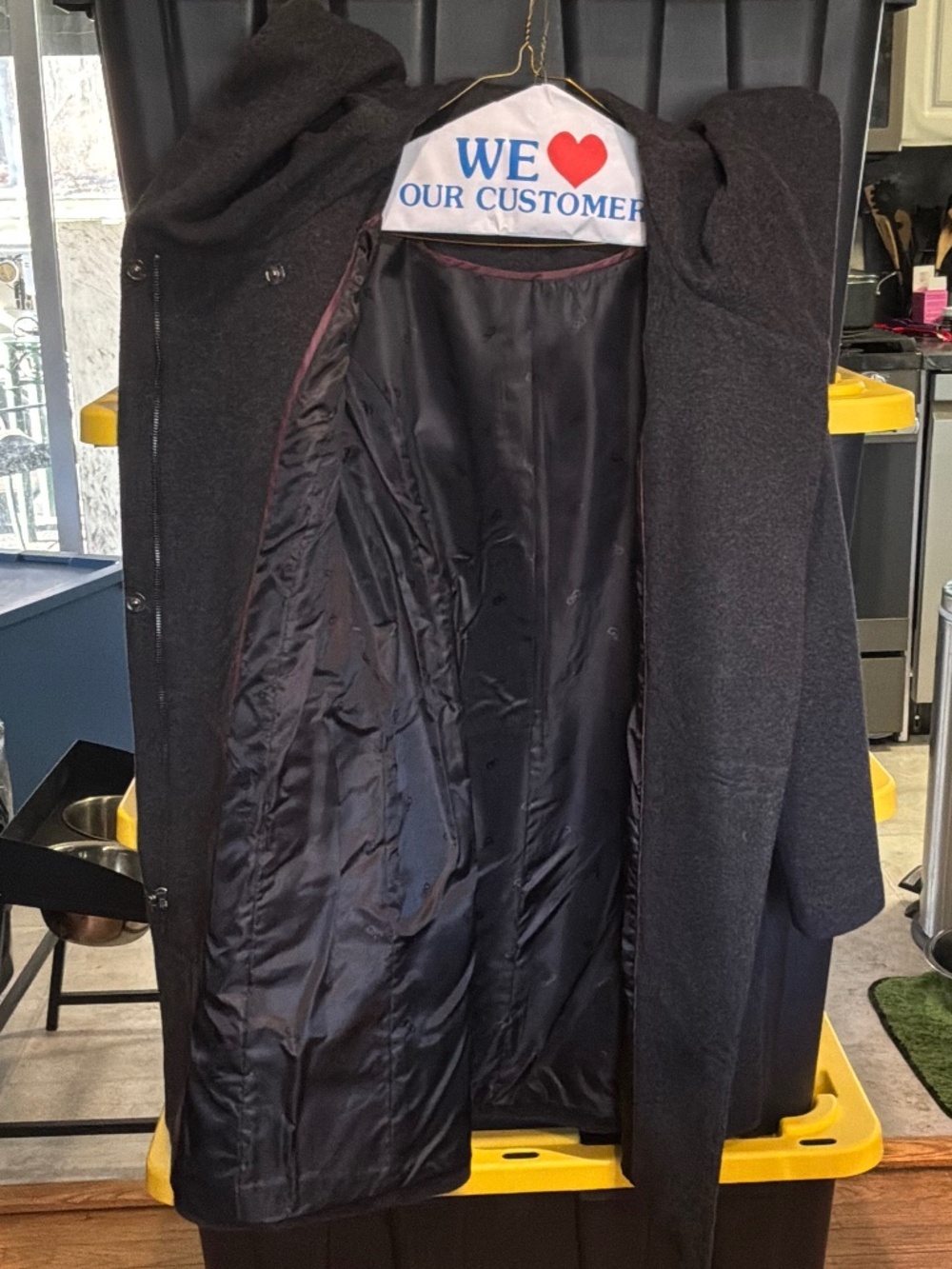 Cole Haan Winter Pea Coat with Large Hood Dark Gray Size 4 Zipper and Snap - Picture 4 of 6